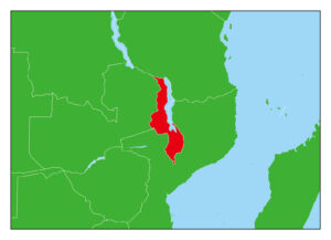 マラウイ地図-赤